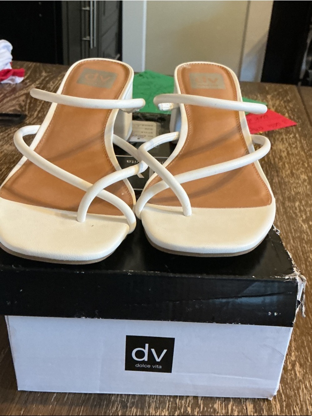 Dolce Vita White Multi-Strap Block Heel Sandals - Picture 1 of 6